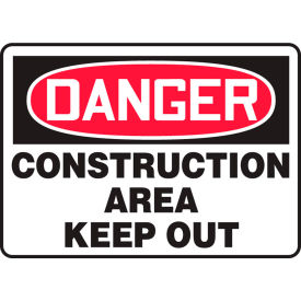 Danger Sign, Construction Area Keep Out, 10"W x 7"H, Plastic
