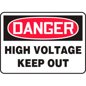 Danger Sign, High Voltage Keep Out, 14"W x 10"H, Adhesive Vinyl