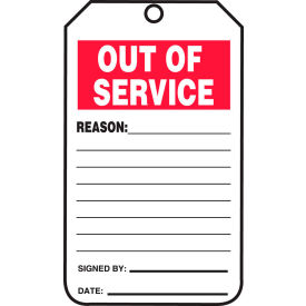 Out Of Service Tag, PF-Cardstock, 25/Pack