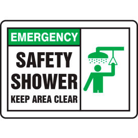 Emergency Sign, Safety Shower (Graphic), 14"W x 10"H, Plastic