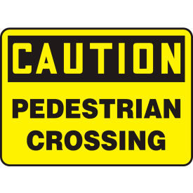 Caution Sign, Pedestrian Crossing, 14"W x 10"H, Adhesive Vinyl