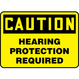 Caution Sign, Hearing Protection Required, 14"W x 10"H, Aluminum