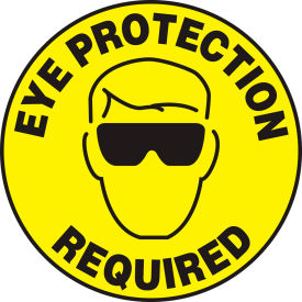 Eye Protection Required Floor Sign, 17" Diameter, Adhesive Vinyl