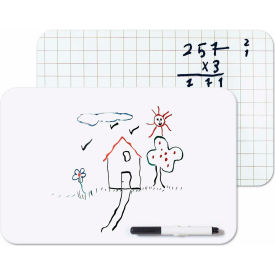 Dry-Erase Lapboard, Reversible Plain and Gridded Surface, 8.25" x 12", Non-Magnetic
