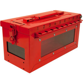 MasterLock Group Lock Box With Key & Side Window, Red, S601
