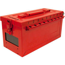 Group Lock Box With Key Window, Red