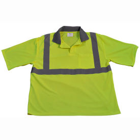 Class 2 Moisture Wicking Polo Shirt Short, Lime, 2XL