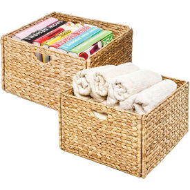 Woven Hyacinth Storage Cube Basket - 2-Pack - Light Brown