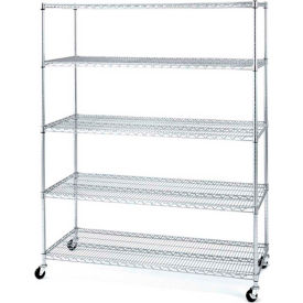 5-Tier UltraZinc Mobile Wire Shelving - NSF Steel - 60"L x 24"W x 76"H - Chrome