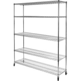 5-Tier Mobile Wire Shelving - NSF Steel - 60"L x 18"W x 75"H - Chrome