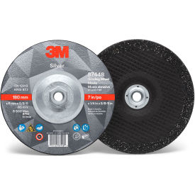 Silver Depressed Center Grinding Wheel, 7" x 1/4" x 5/8-11" T27, Ceramic Grain, 36 Grit