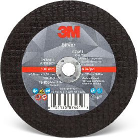 Silver Cut-off Wheel, 4" x 0.035" x 3/8" T1, Ceramic Grain, 36 Grit
