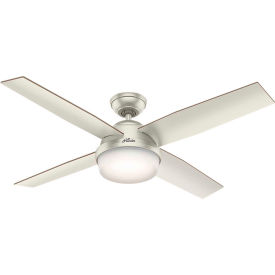 52" Dempsey Damp Ceiling Fan with Light and Handheld Remote - Matte Nickel