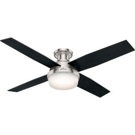 52" Dempsey Low Profile Ceiling Fan with Light and Handheld Remote - Brushed Nickel