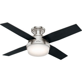 44" Dempsey Low Profile Ceiling Fan with Light and Handheld Remote - Brushed Nickel