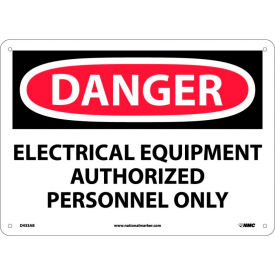 OSHA Sign, Danger, Electrical Equipment Authorized Personnel, 10"x 14", Red/Black/White
