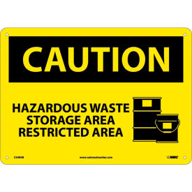 Caution, Hazardous Waste Storage Area Restricted Area, 10" x 14", Yellow/Black