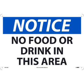OSHA Sign, Notice, No Food Or Drink Beyond This Point, 10"x 14", White/Blue/Black