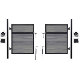 Estate 10'W x 6'H Oxford Grey Aluminum/Composite Adjustable Fence Double Gate Kit