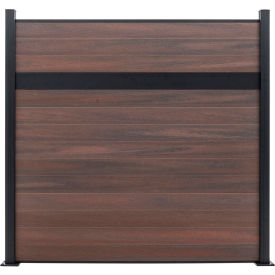 6'W x 6'H Black Rose Aluminum/Composite Horizontal Fence - Starter Section-SURFACE MOUNT