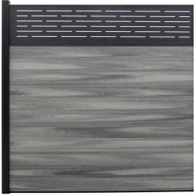 Lattice Top 6'W x 6'H Oxford Grey Aluminum/Composite Horizontal Fence-Adder Section-IN GROUND