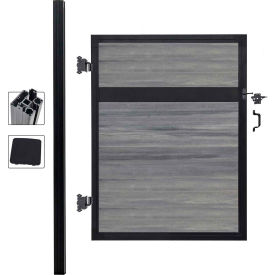 4'W x 6'H Oxford Grey Aluminum/Composite Adjustable Single Fence Gate Kit - IN GROUND ONLY