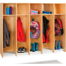 5-Section Wood Hanging Locker, 60-1/2"W x 15"D x 48"H, Brown