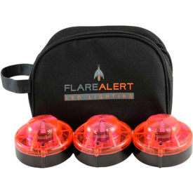 FlareAlert Pro Battery Powered LED Emergency 3 Beacon Kit, Red