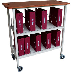 Omnimed Artisan Open Chart Rack, 16 Binder Capacity, Cherry Top with Light Gray Rack