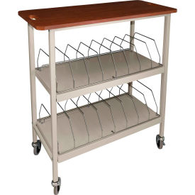 Open Chart Rack, 16 Binder Capacity, Cherry Top with Beige Rack