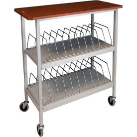 Artisan Open Chart Rack, 20 Binder Capacity, Cherry Top with Light Gray Rack