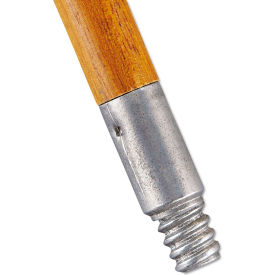 Lacquered Wood Broom Handle, with Threaded-Tip, Natural