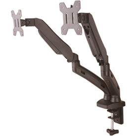 Gas Spring Dual Arm Monitor Desk Mount for 13"- 27" Monitor, Black