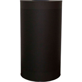Steel Half Round Trash Can W/Liner, 12 Gallon, Black