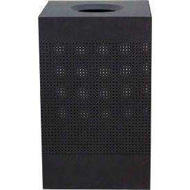 Steel Square Trash Can, 40 Gallon, Black