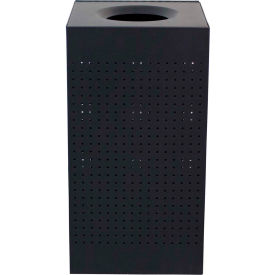 Steel Square Trash Can, 25 Gallon, Black