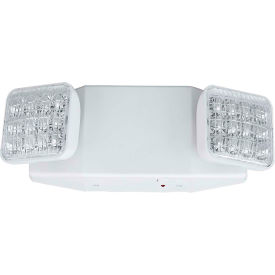 LED Emergency Light w/Remote Cap, Square Heads, White, Damp location
