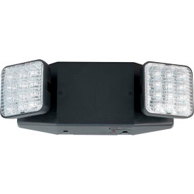 LED Emergency Light, Square Heads, Black, NiCad Battery, Damp location