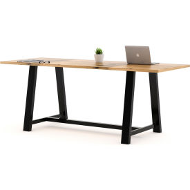 Urban Loft Wood Table With Steel Frame, 96"Lx36"W, Natural