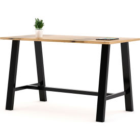 Urban Loft Wood Table With Steel Frame, 72"Lx36"Wx41"H, Natural
