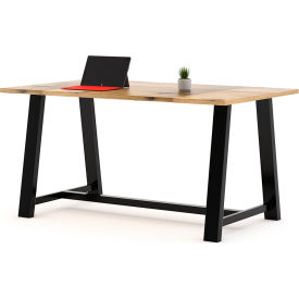 Urban Loft Wood Table With Steel Frame, 72"Lx36"W, Natural