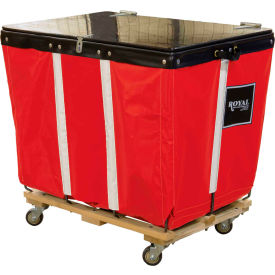 PVC Hinged Top Basket Truck, 24 Bu, Red Vinyl, Wood Base, All Swivel