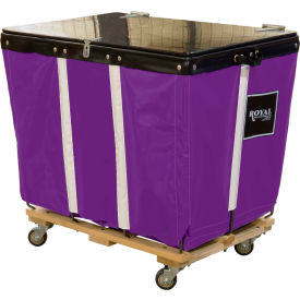 PVC Hinged Top Basket Truck, 18 Bu, Purple Vinyl, Wood Base, All Swivel