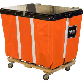 PVC Hinged Top Basket Truck, 18 Bu, Orange Vinyl, Wood Base, All Swivel