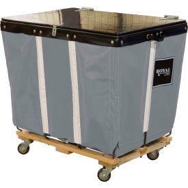 PVC Hinged Top Basket Truck, 14 Bu, Gray Vinyl, Wood Base, All Swivel