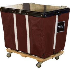 PVC Hinged Top Basket Truck, 8 Bu, Brown Vinyl, Wood Base, All Swivel