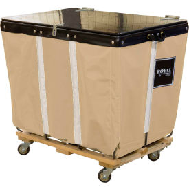 PVC Hinged Top Basket Truck, 24 Bu, Tan Vinyl, Wood Base, All Swivel