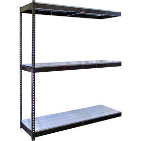 Double Rivet Boltless Shelving 48"W x 18"D x 84"H 3 Levels Add-on with EZ Decking Black