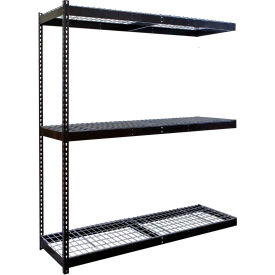 Double Rivet Boltless Shelving 72"W x 30"D x 84"H 3 Levels Add-on W/Wire Decking Black