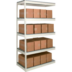 Double Rivet Boltless Shelving 72Wx48Dx120H 5 Levels Add-on No Decking 1490 Lbs Shelf Cap Tan